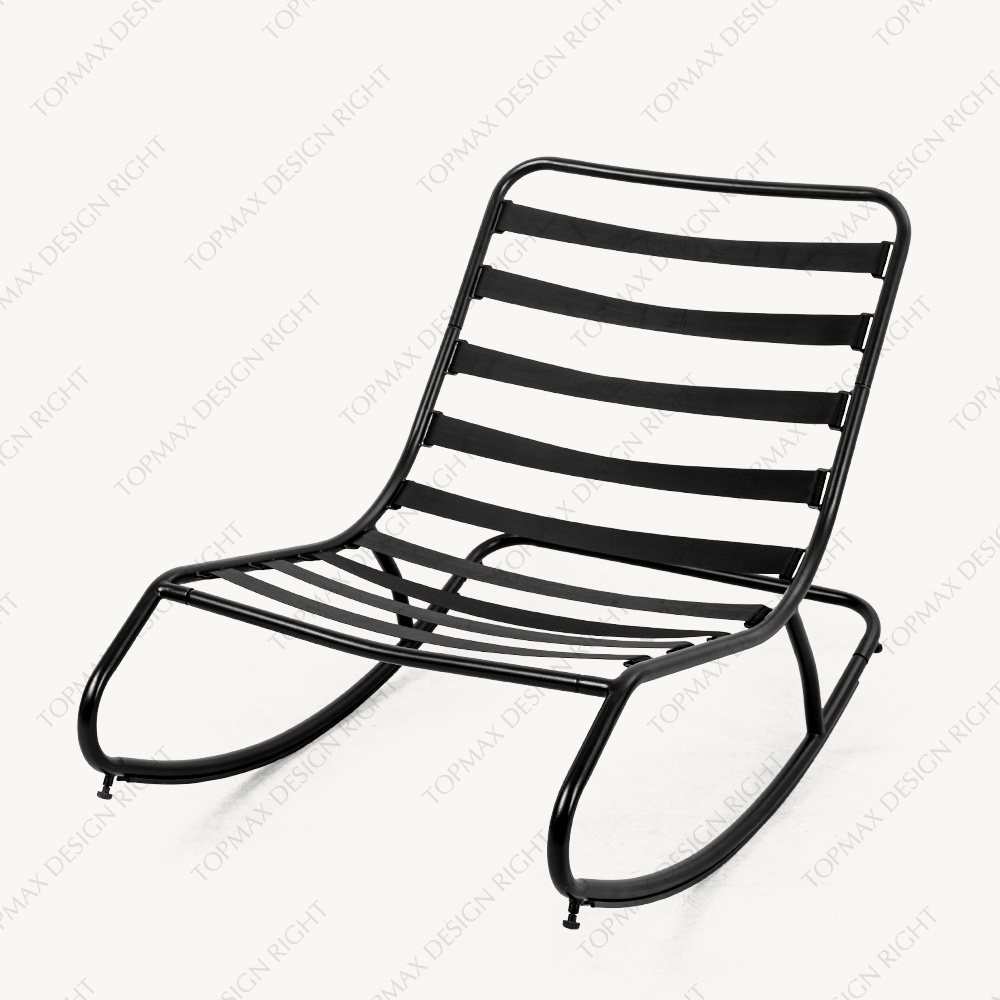 Cheap Outdoor Rocking Chairs Waterproof Cushion Steel Frame KD Garden Reading Comfy Rocking Chair Nordic Lounge Rocking Chair