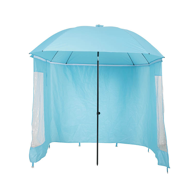 Factory outlet easy-to-operate outdoor rainproof beach umbrella with tilt and curtain