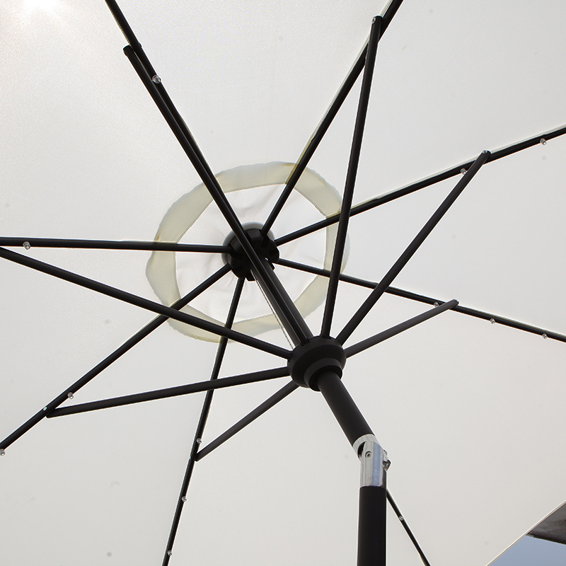 Wholesale Price Solar Power Umbrella Aluminum 4 Led Light Market Patio Umbrella Solar Panel Beach Umbrella