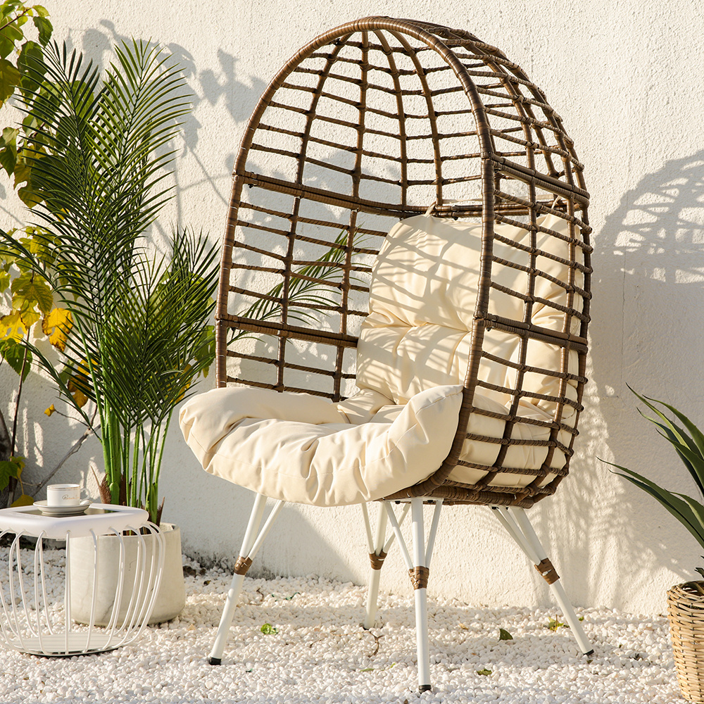 Wholesale Price Relaxing Egg Pod Chair KD Basket Oversized Wicker Egg Chair Indoor Outdoor Rattan Egg Shell Chair