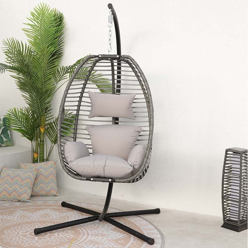 Hot Sales Outdoor Patio Pe Rattan Swing Hanging Chair Indoor Patio Swing Chair And Stand