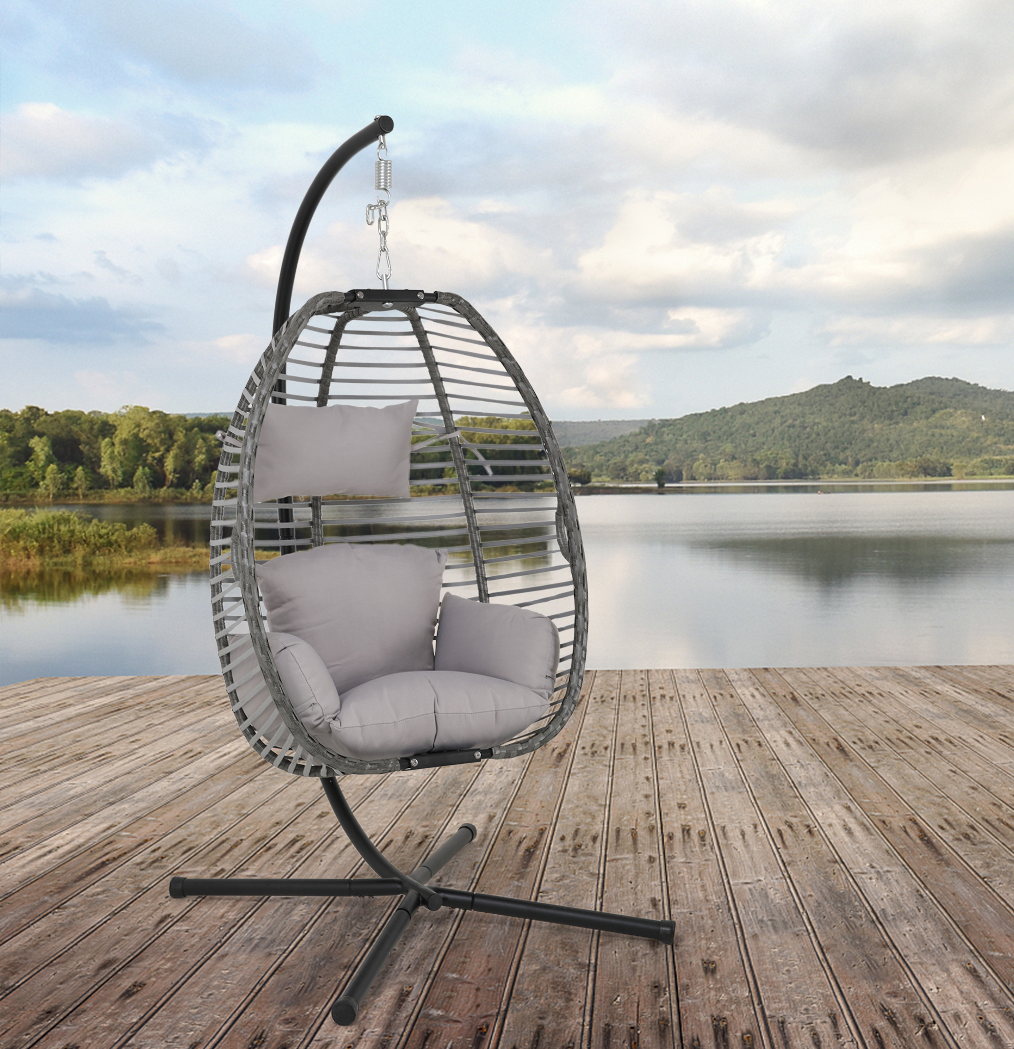 Hot Sales Outdoor Patio Pe Rattan Swing Hanging Chair Indoor Patio Swing Chair And Stand