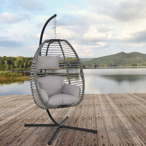 Hot Sales Outdoor Patio Pe Rattan Swing Hanging Chair Indoor Patio Swing Chair And Stand