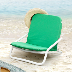 Factory Sale  Stable Lightweight Foldable Beach Field Outdoor Chair Padded Low Sling Beach Chairs With Backrest Cushion