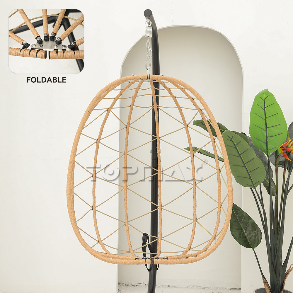 New Design High Quality UK Swing Egg Chair KD Foldable PE Flat Rattan Banana Shaped Swing Chairs For Outdoor And Indoor