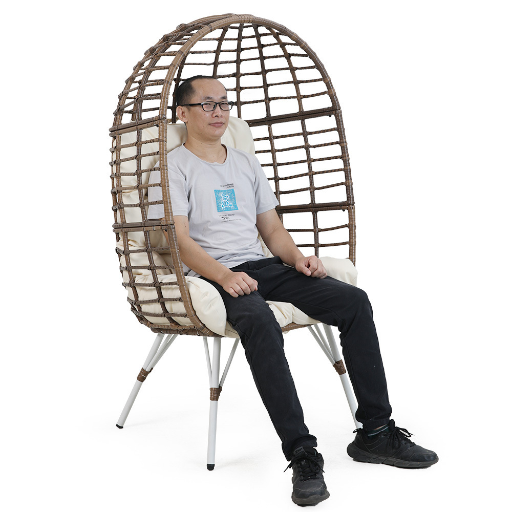 Wholesale Price Relaxing Egg Pod Chair KD Basket Oversized Wicker Egg Chair Indoor Outdoor Rattan Egg Shell Chair