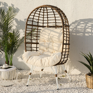 Wholesale Price Relaxing Egg Pod Chair KD Basket Oversized Wicker Egg Chair Indoor Outdoor Rattan Egg Shell Chair