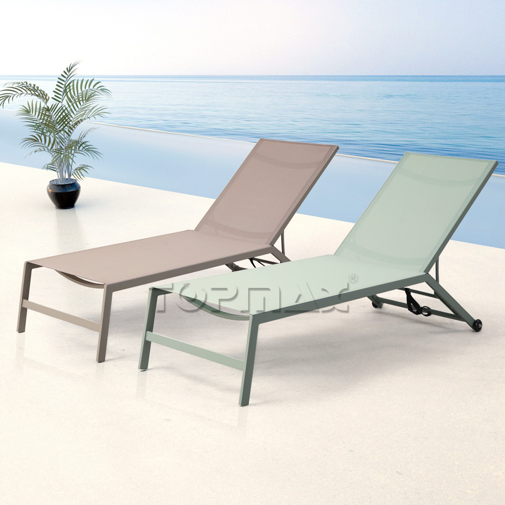 Commercial Aluminium White Sun Lounge Folding Recliner Chair Beach Sun Lounger Chaise Lounge Chair Outside