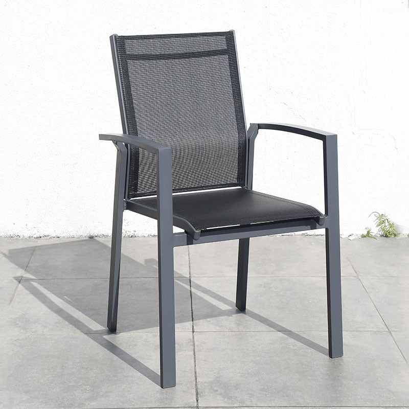 Outdoor furniture aluminum frame high sling back stacking garden chair