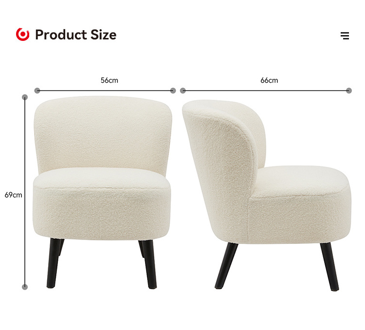 Customizable Nordic Home Furniture Upholstered Lounge Leisure Chair White Accent Chairs Fabric Living Room Furniture Sofa Chairs