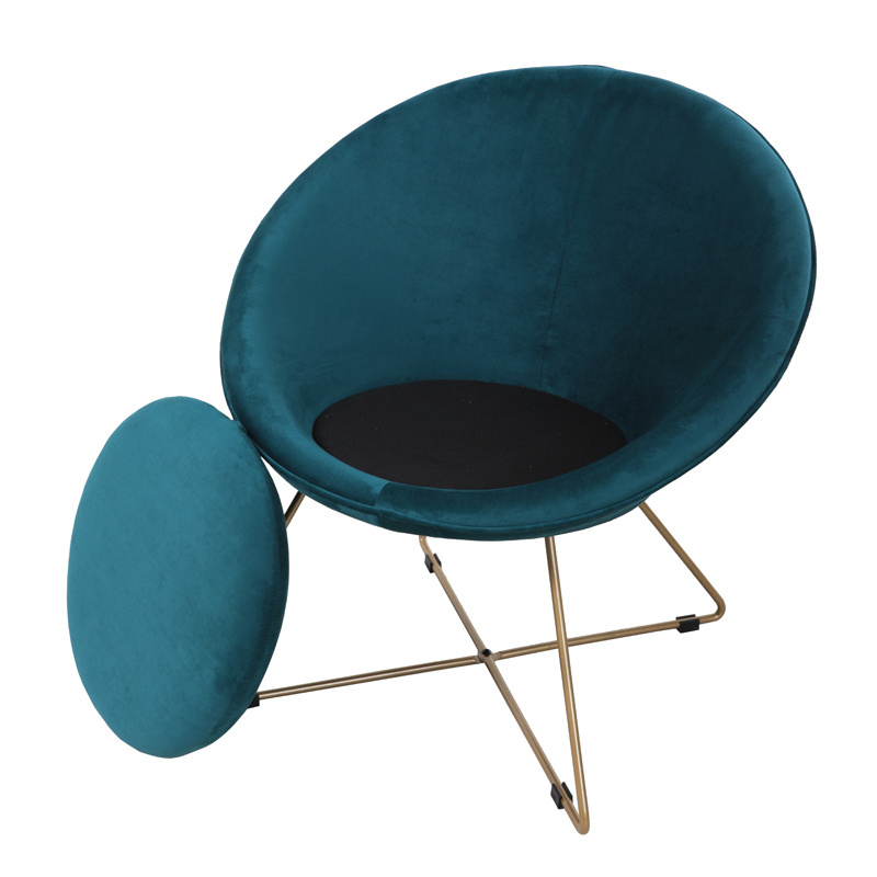 China Modern amortecedor poltrona Single Round Leisure Chair with Golden Coated Legs