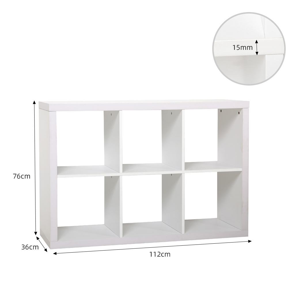 Home Office Organiser Display White 6 Cube Storage Bookcase Shelf Small Industrial Book Shelf Wall Square Bookcase Shelf