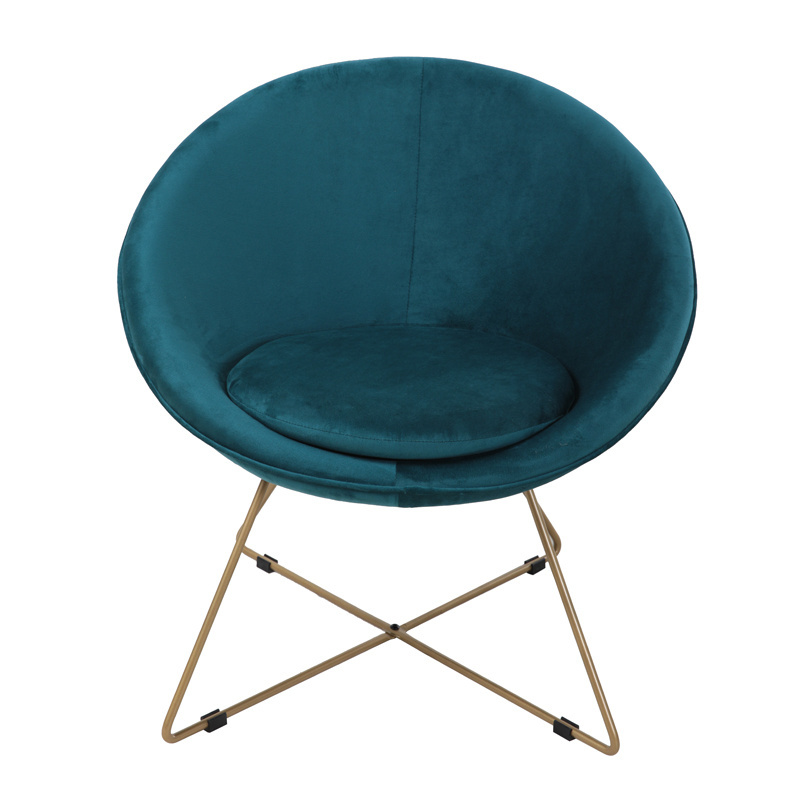 China Modern amortecedor poltrona Single Round Leisure Chair with Golden Coated Legs