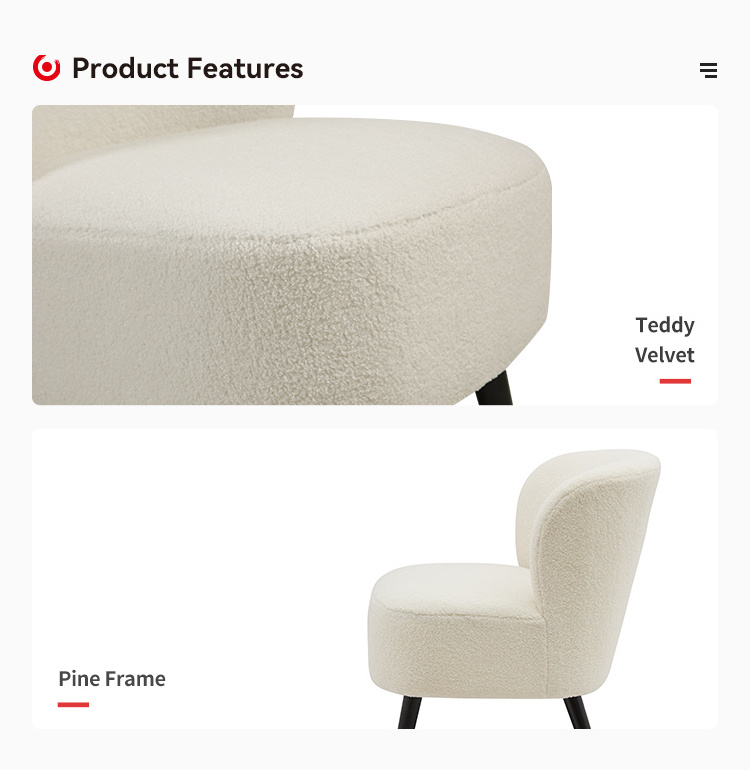 Customizable Nordic Home Furniture Upholstered Lounge Leisure Chair White Accent Chairs Fabric Living Room Furniture Sofa Chairs