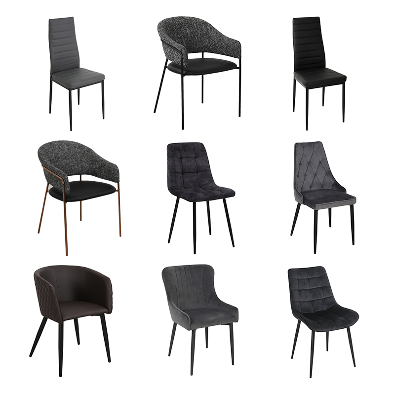 Nordic Arm Erganomic Black Kitchen Chairs Fabric Net Chairs Metal Craft Dining Chair