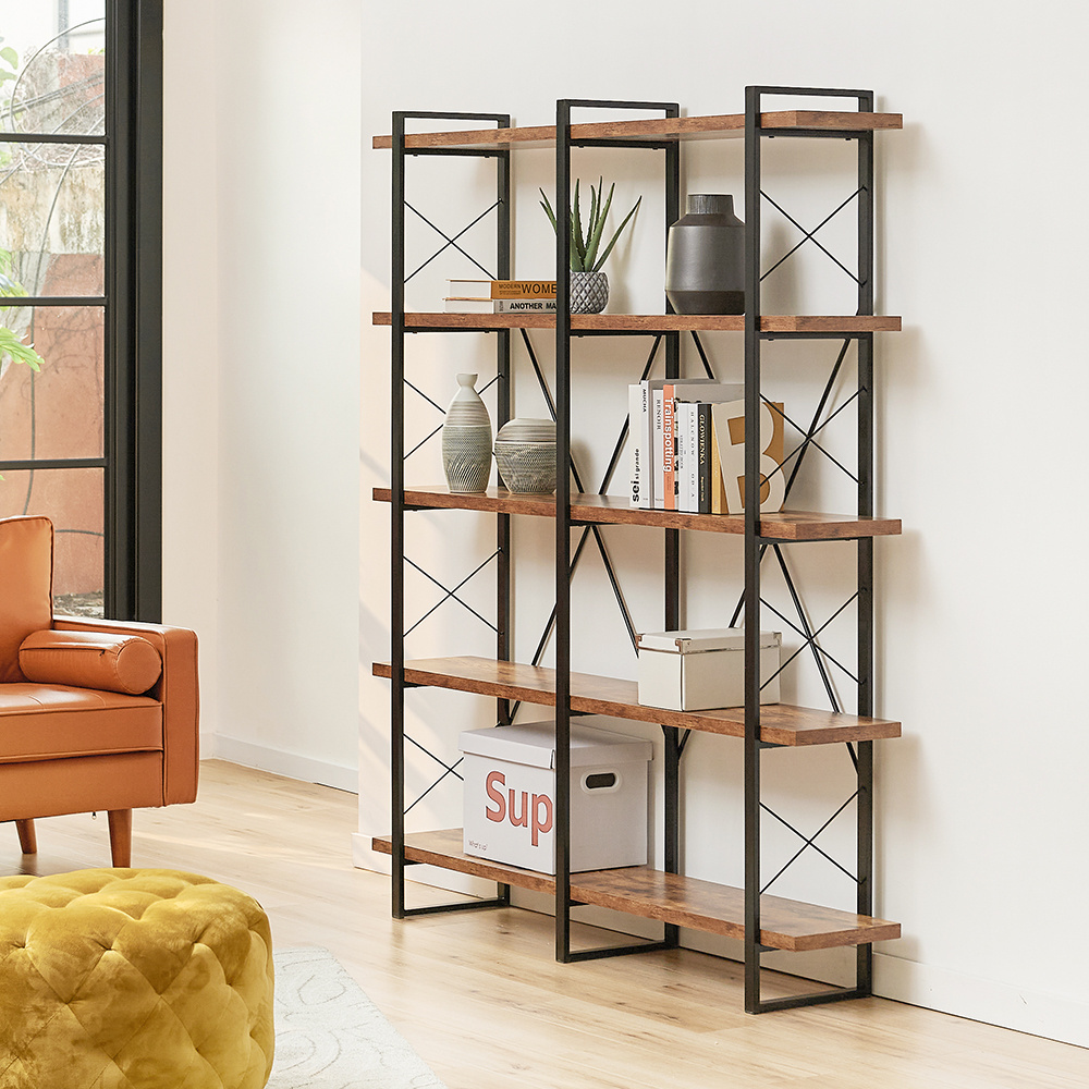 Cheap Metal Book Shelves Stand 5 Tiers Rack Corner Bookshelf Decorative Home Furniture Steel Shelving Books For Sale