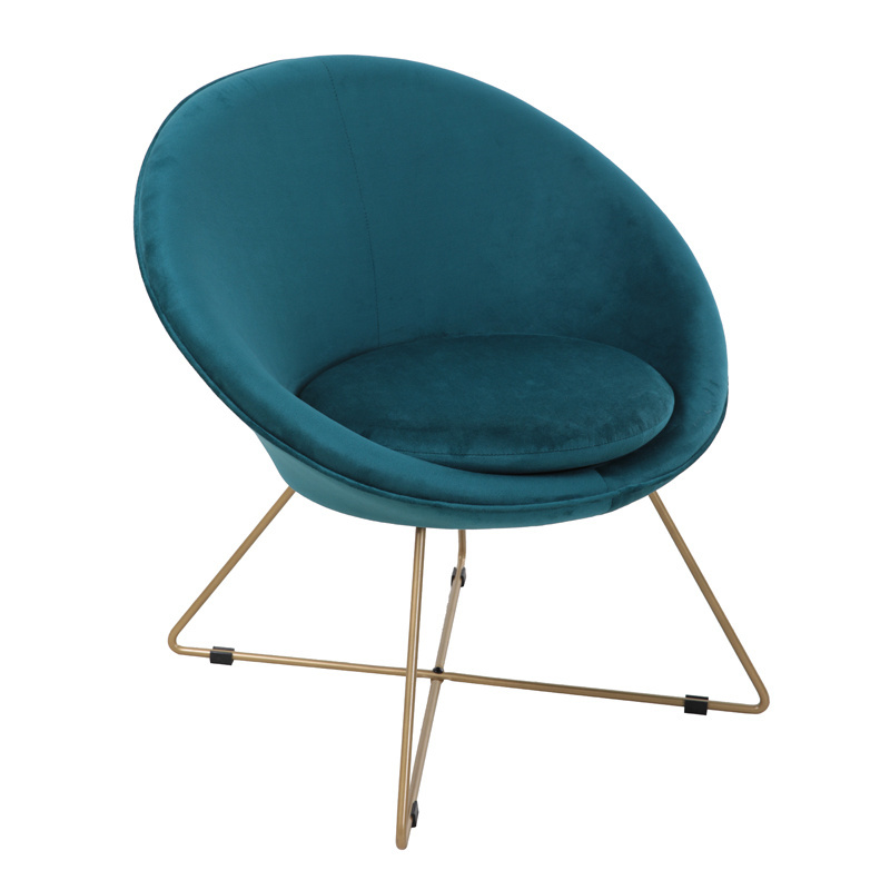 China Modern amortecedor poltrona Single Round Leisure Chair with Golden Coated Legs