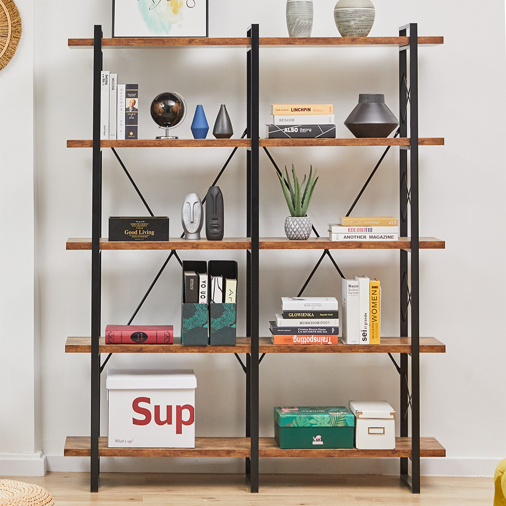 Cheap Metal Book Shelves Stand 5 Tiers Rack Corner Bookshelf Decorative Home Furniture Steel Shelving Books For Sale