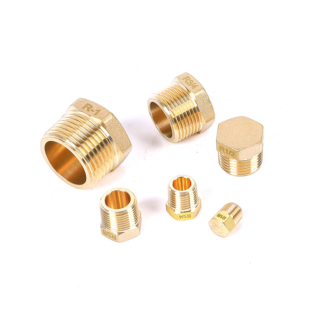 NPT Male Brass Pipe Plug Brass Outer Hex Thread Socket Pipe Fitting Plug