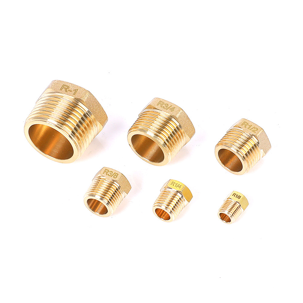 NPT Male Brass Pipe Plug Brass Outer Hex Thread Socket Pipe Fitting Plug