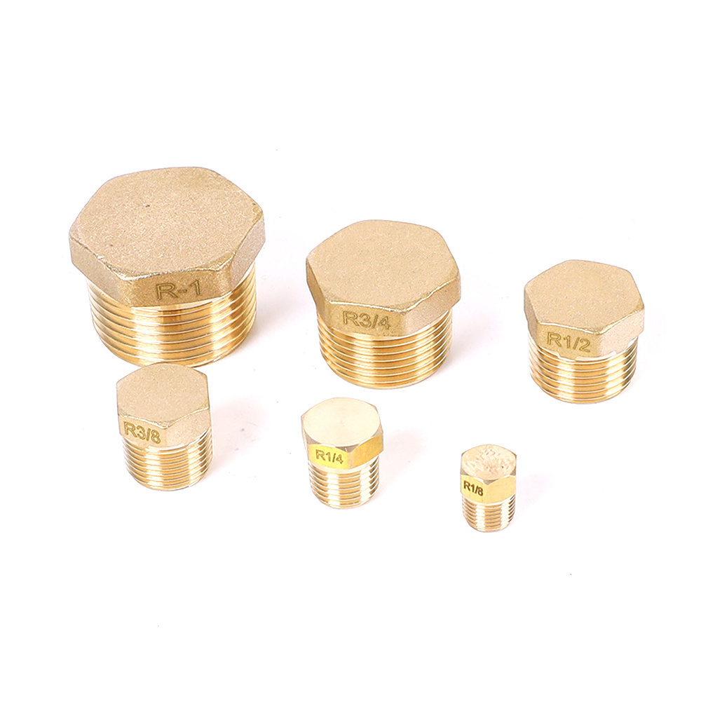 NPT Male Brass Pipe Plug Brass Outer Hex Thread Socket Pipe Fitting Plug