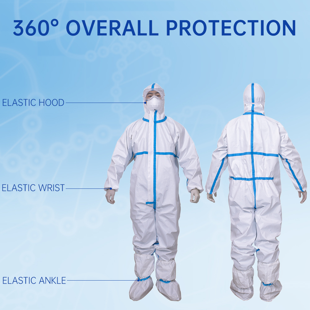 Cheap Disposable Coverall non woven Microporous PP+PE film coverall type5/6 coverall