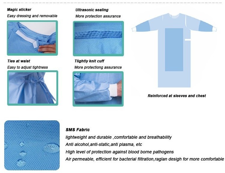 Medical gown disposable nursing gown nonwoven surgeon hospital uniform