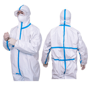 Cheap Disposable Coverall non woven Microporous PP+PE film coverall type5/6 coverall