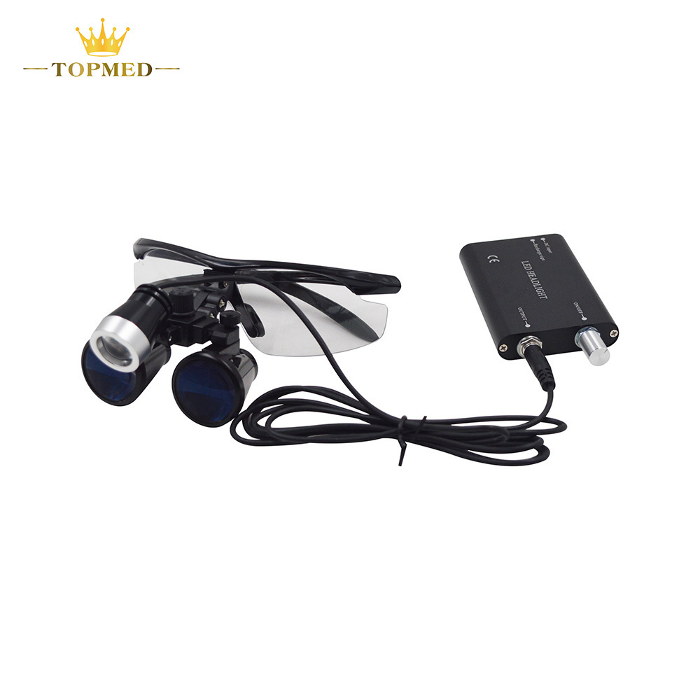 Dental Eye Loupes Colorful Aluminum Case LED Headlight Lamp 2.5X 3.5X Magnifier Surgical Led Medical Eye Loupes