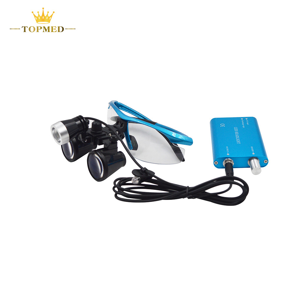 Dental Eye Loupes Colorful Aluminum Case LED Headlight Lamp 2.5X 3.5X Magnifier Surgical Led Medical Eye Loupes