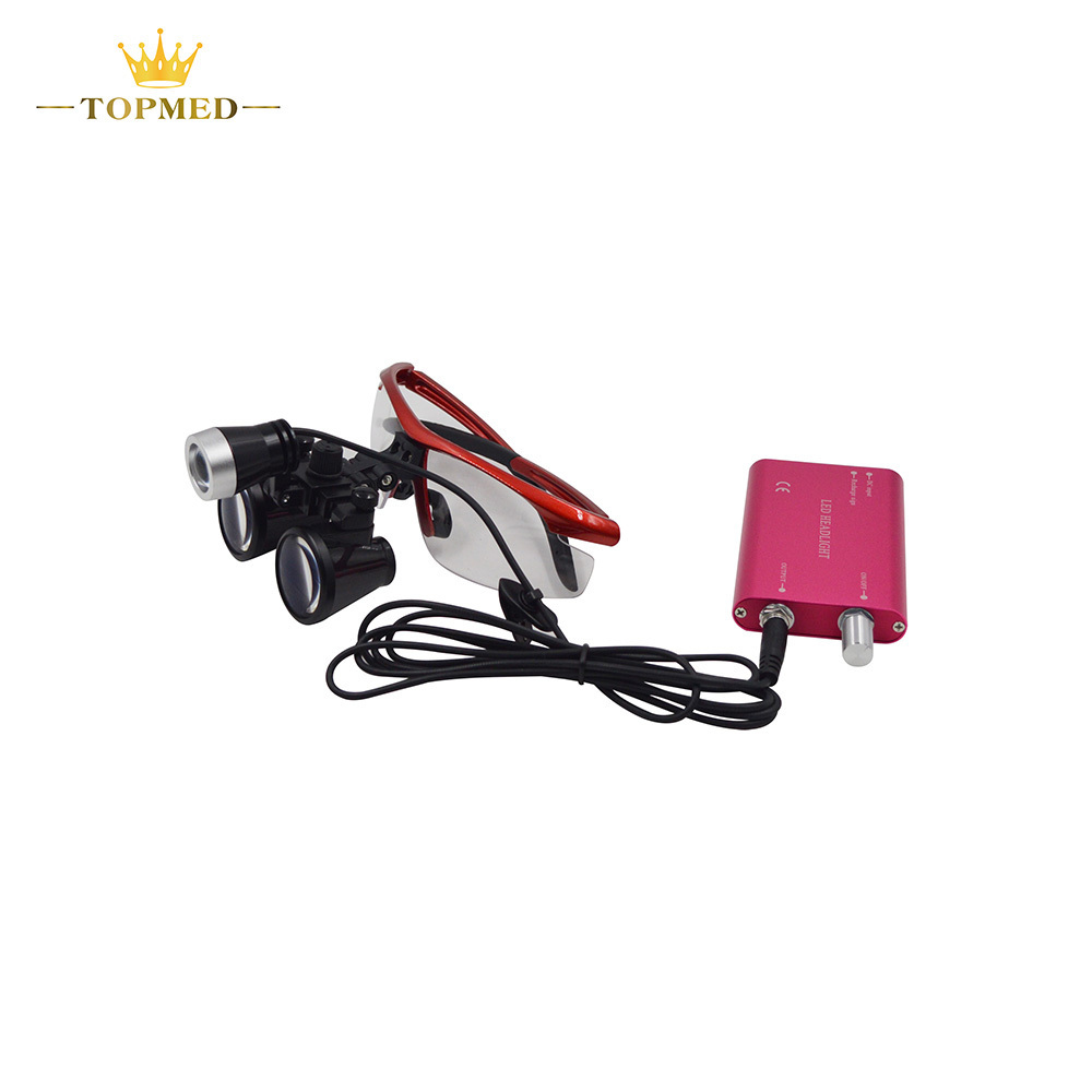 Dental Eye Loupes Colorful Aluminum Case LED Headlight Lamp 2.5X 3.5X Magnifier Surgical Led Medical Eye Loupes