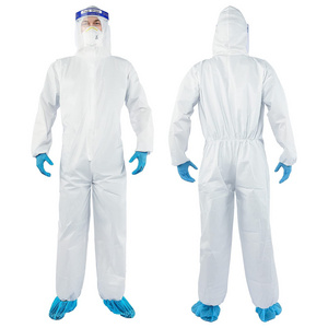 Coverall made in China Type56 White Color Waterproof Disposable SF protective Clothing Microporous Hazmat Suit PPE 55 60gsm