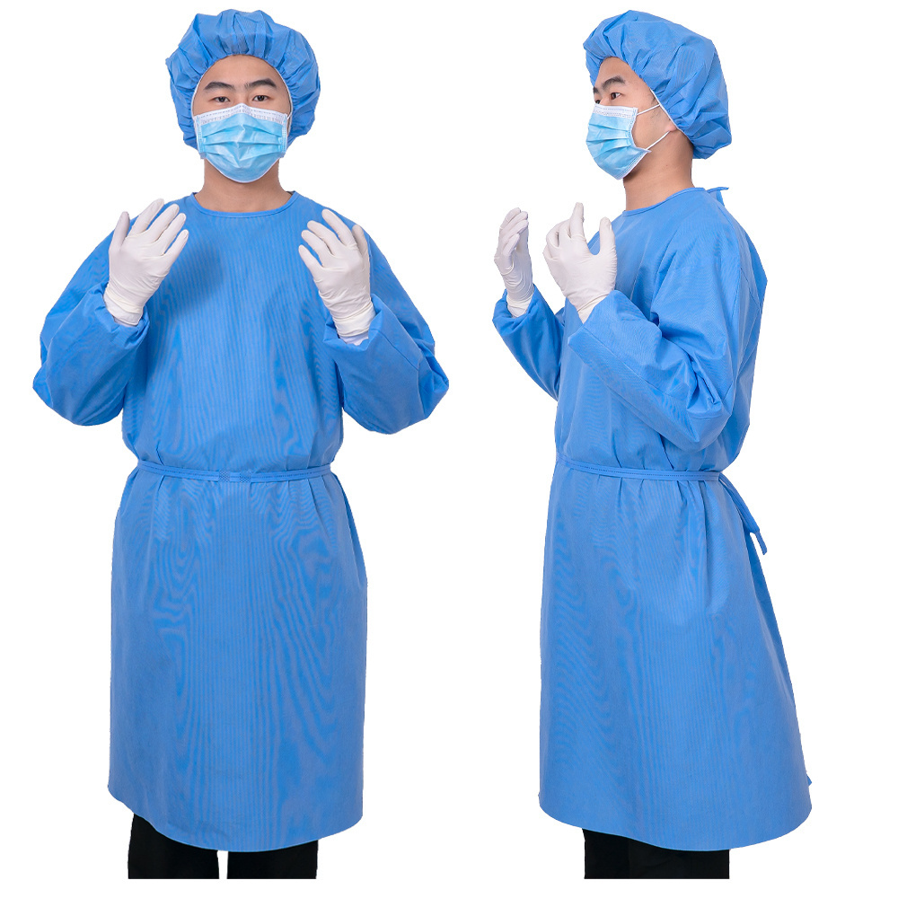 Disposable Blue Non Sterile Protection Clothing Prison Used Clothes Jumpsuit Non Woven Elastic And Knitted Cuffs Isolation Suit