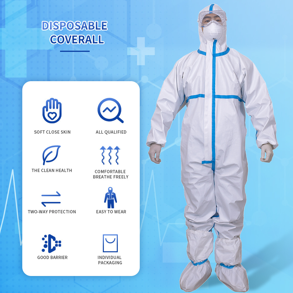 Non Woven Microporous Disposable Heavy Chemical Spray Safety Coverall Type 5/6 Disposable Protective Coverall Safety Gown