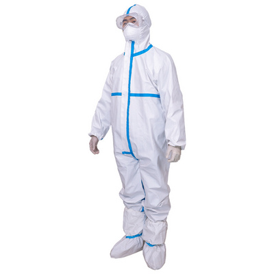 Chemical Work Propolylene Type 5/6 Suit Microporous Reflective Ppe Safety Medical With Disposable Overall Coverall