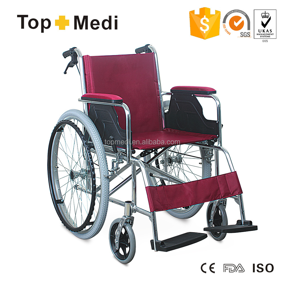 TOPMEDI lightweight self-propelled wheelchair with pneumatic tyre