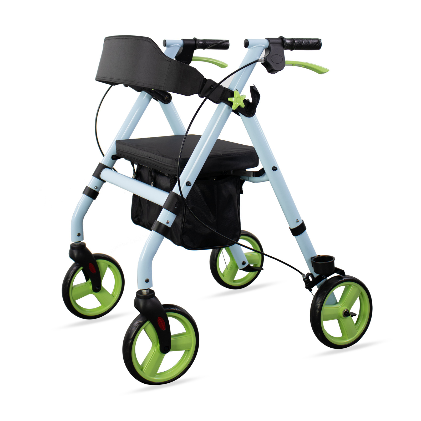 Medical Rollator 4 Wheel Seat Rolling Foldable Walker Steel Walking Aid Walker