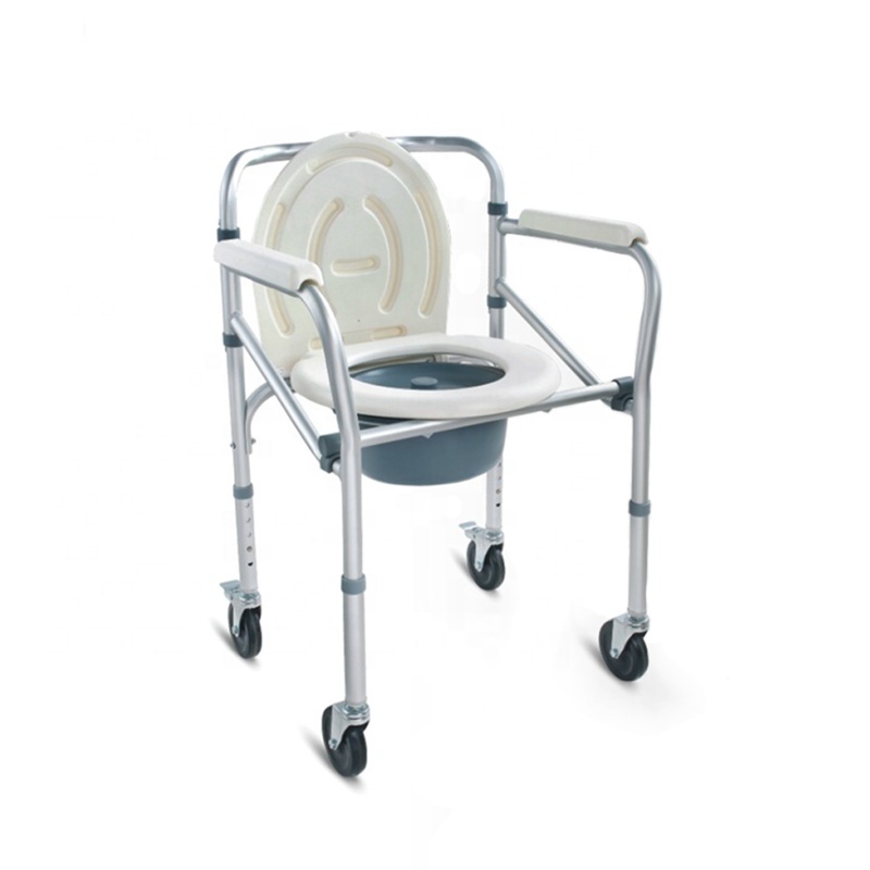 Stainless steel toilet commode wheelchair for elderly