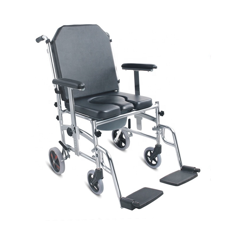 Stainless steel toilet commode wheelchair for elderly