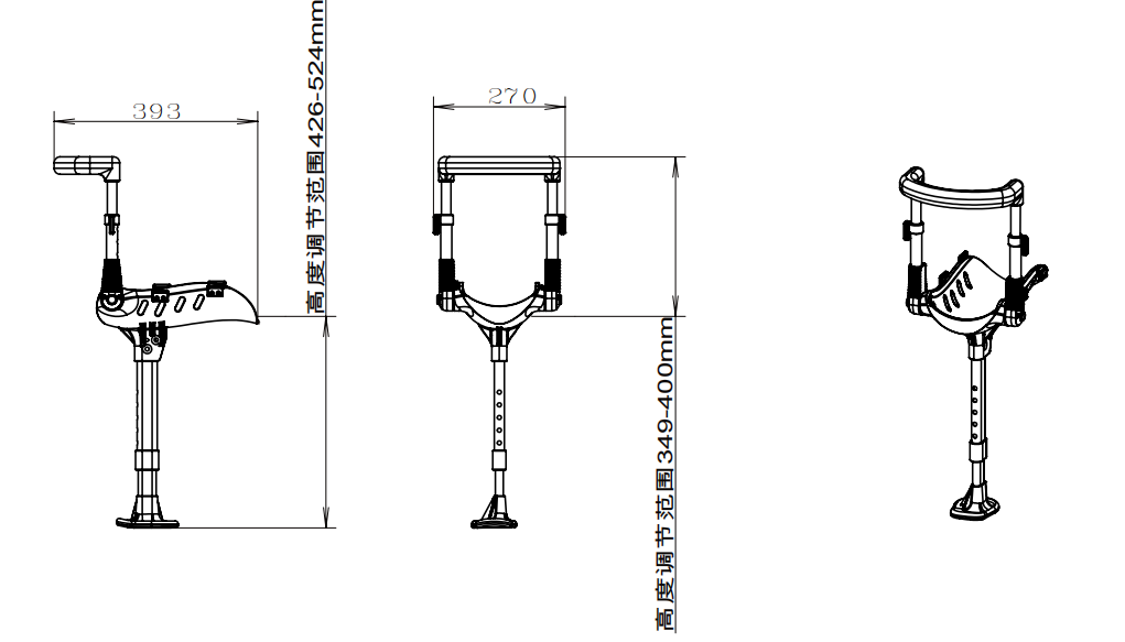 Adjustable Height Steerable Knee Walker Single Leg Telescopic Walker Hands Free Crutch