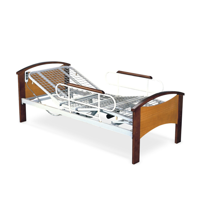 Electric Hospital Bed Multifunctional 2 Functionns Wooden with Side Rails Detachable