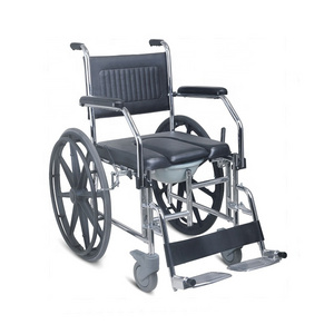 Stainless steel toilet commode wheelchair for elderly