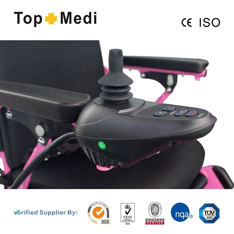 Fashion Pink Aluminum Folding Lightweight Electric Wheelchair for Adult