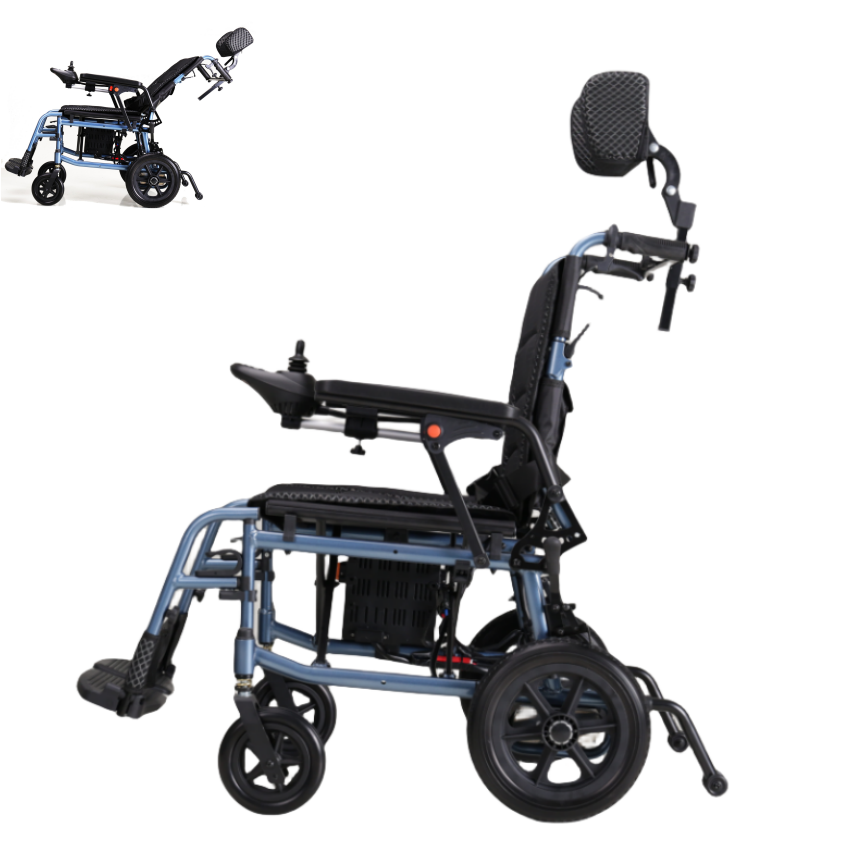 100-120kg capacity foldable manual adjustable backrest full reclining electric wheelchairs for adults