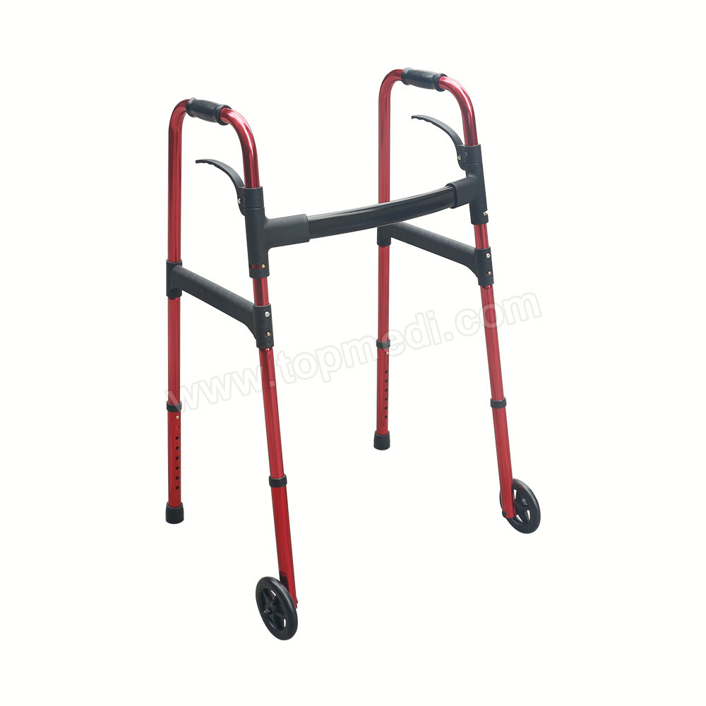 Lightweight Foldable Portable Stand Up Straight 2 Wheels Rolling Walker for Adults