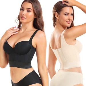 TOPMELON Back Smoothing Bra Shape Wear Deep Cup Hide Back Fat with Shapewear Push Up Longline Sports Bra Plus Size