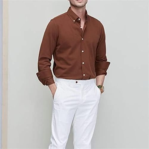 OEM Custom New Fashion Plain Solid Color Work Polyester Cotton Long Sleeve Formal Casual Dress Tee Shirt For Men