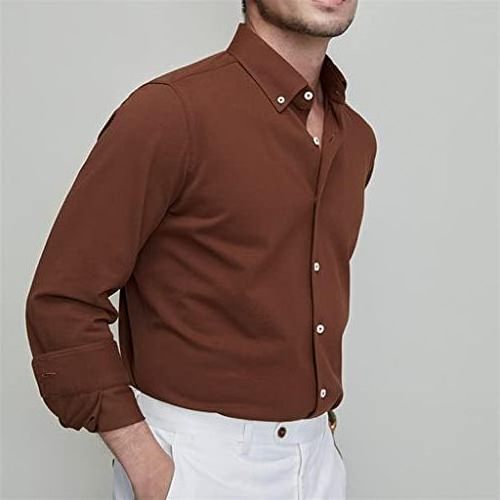 OEM Custom New Fashion Plain Solid Color Work Polyester Cotton Long Sleeve Formal Casual Dress Tee Shirt For Men