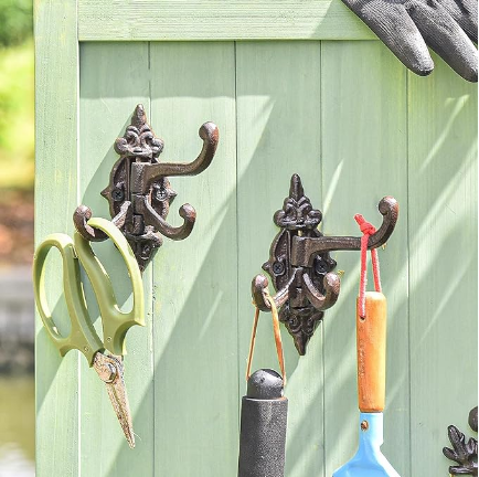 Cast Iron Wall Hook Coat Hook Garden Planter Hanger Heavy Duty Solid Metal Swing Hook Clothes Hats Towels Bags Pots Tools Hanger