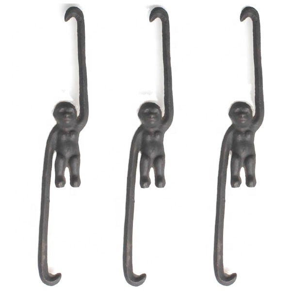 3pcs monkey cast iron plant hanger hook rack/decorative indoor outdoor home garden cute animal hook